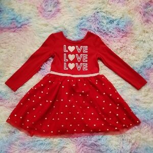 Cat & Jack Cat And Jack Red Love Dress EUC